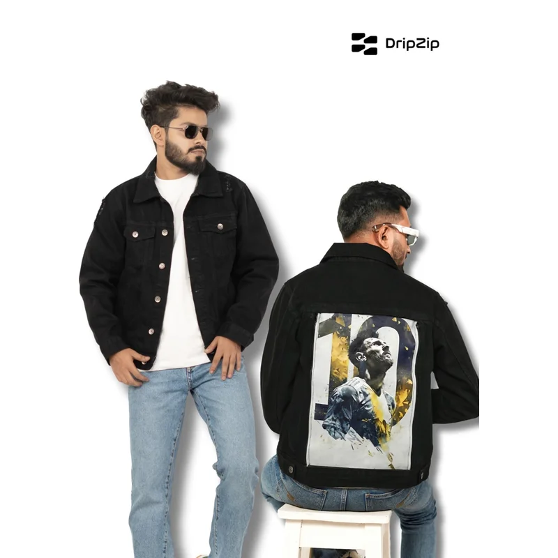 Black Denim Jacket - Messi